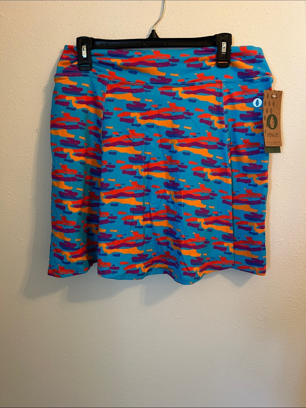 Dona Jo Bright Blue Skort with Orange, Pink & Purple Print